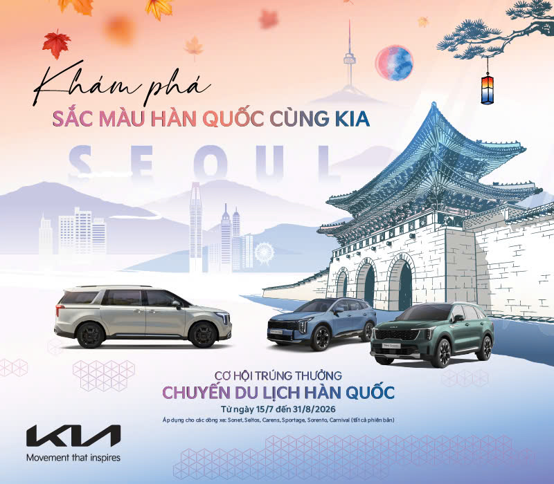 Sở hữu SUV Kia, khám phá Hàn Quốc: Nhận voucher du lịch tổng trị giá lên đến 800 triệu đồng